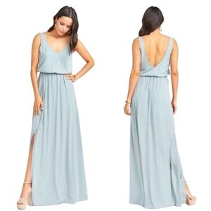 Show Me Your Mumu Kendall Maxi Dress Silver Sage Crisp Medium